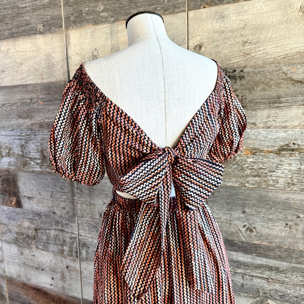Ramy Brook NWT Megan Striped Maxi Dress S Deco Rose Reversible Feminine Cottage - Picture 12 of 15